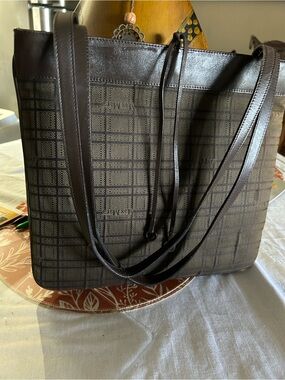 MaxMara Tan and Brown Checked Shoulder Bag
